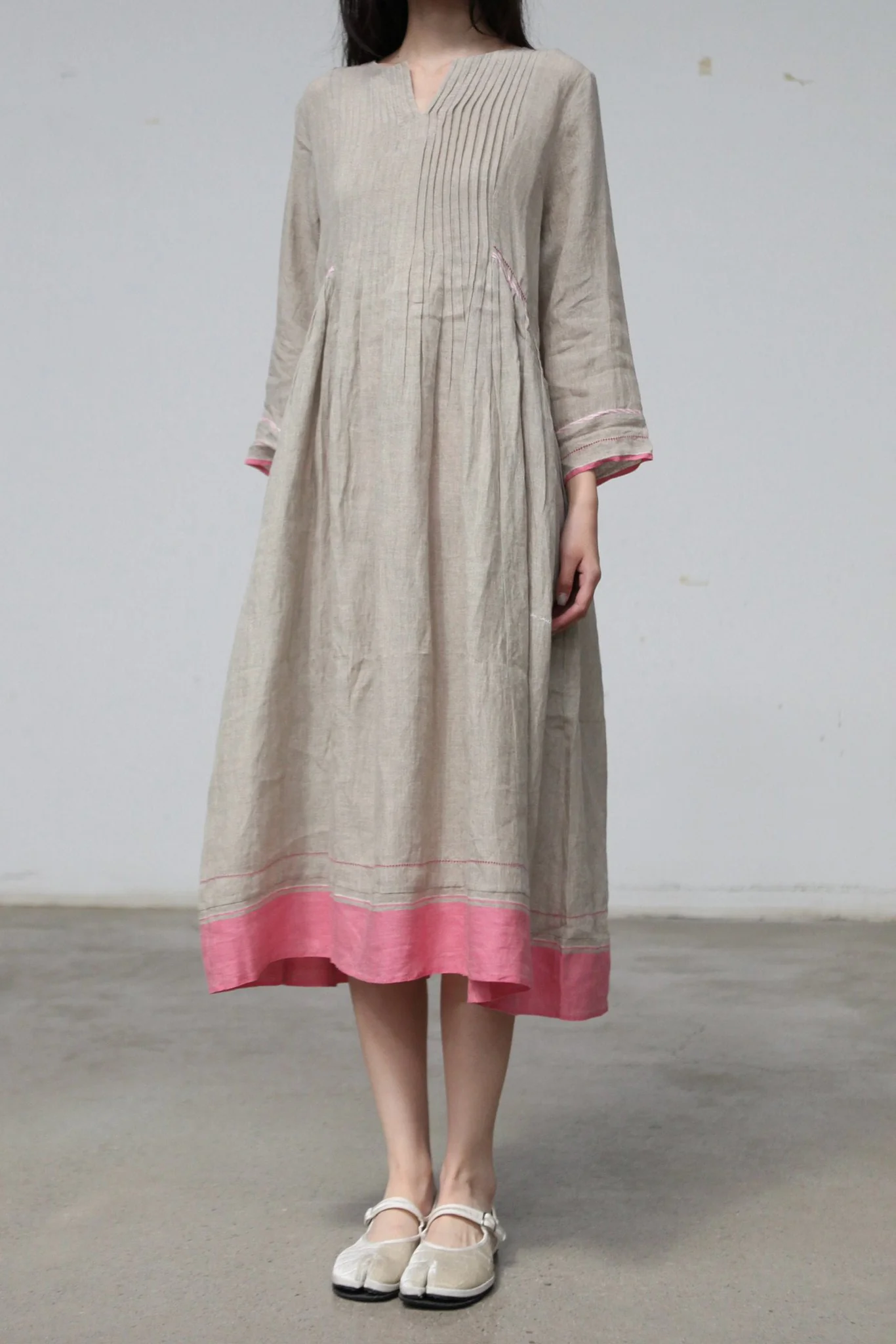 EKA Spring/Summer 2026 Loose Fit Pleated Midi Skirt EKA-SS26187SHELLEY-1-BEIGE - Image 2