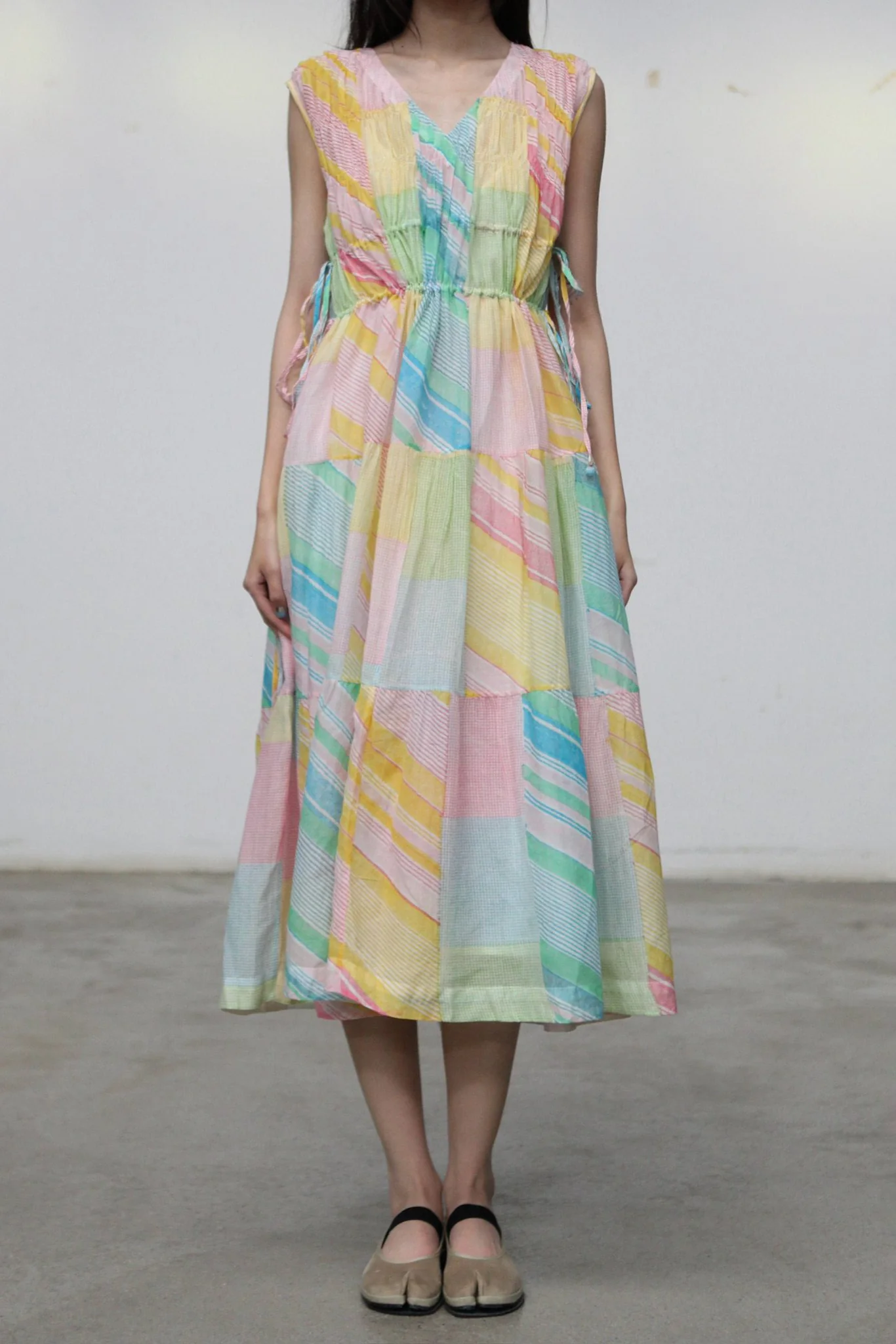 EKA Spring/Summer 2026 Midi Sleeveless Dress with Gathered Details EKA-SS2663EMBER-1-MULTICOLOR