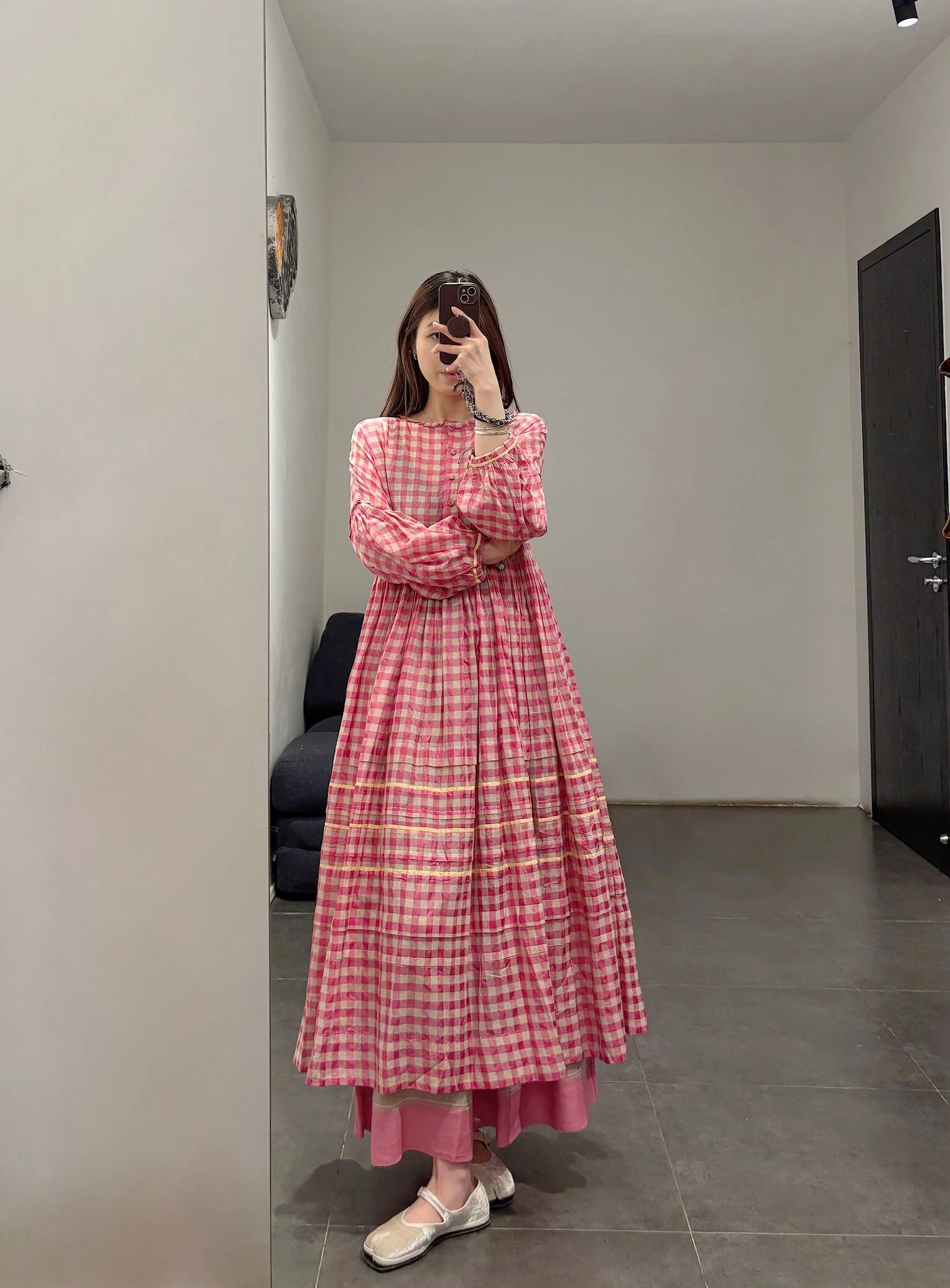 EKA Spring/Summer 2026 Round Neck Flared Midi Skirt EKA-SS26186JULIAN-1-PINK - Image 10