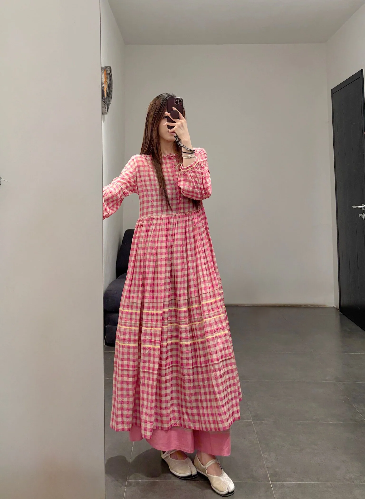 EKA Spring/Summer 2026 Round Neck Flared Midi Skirt EKA-SS26186JULIAN-1-PINK - Image 11