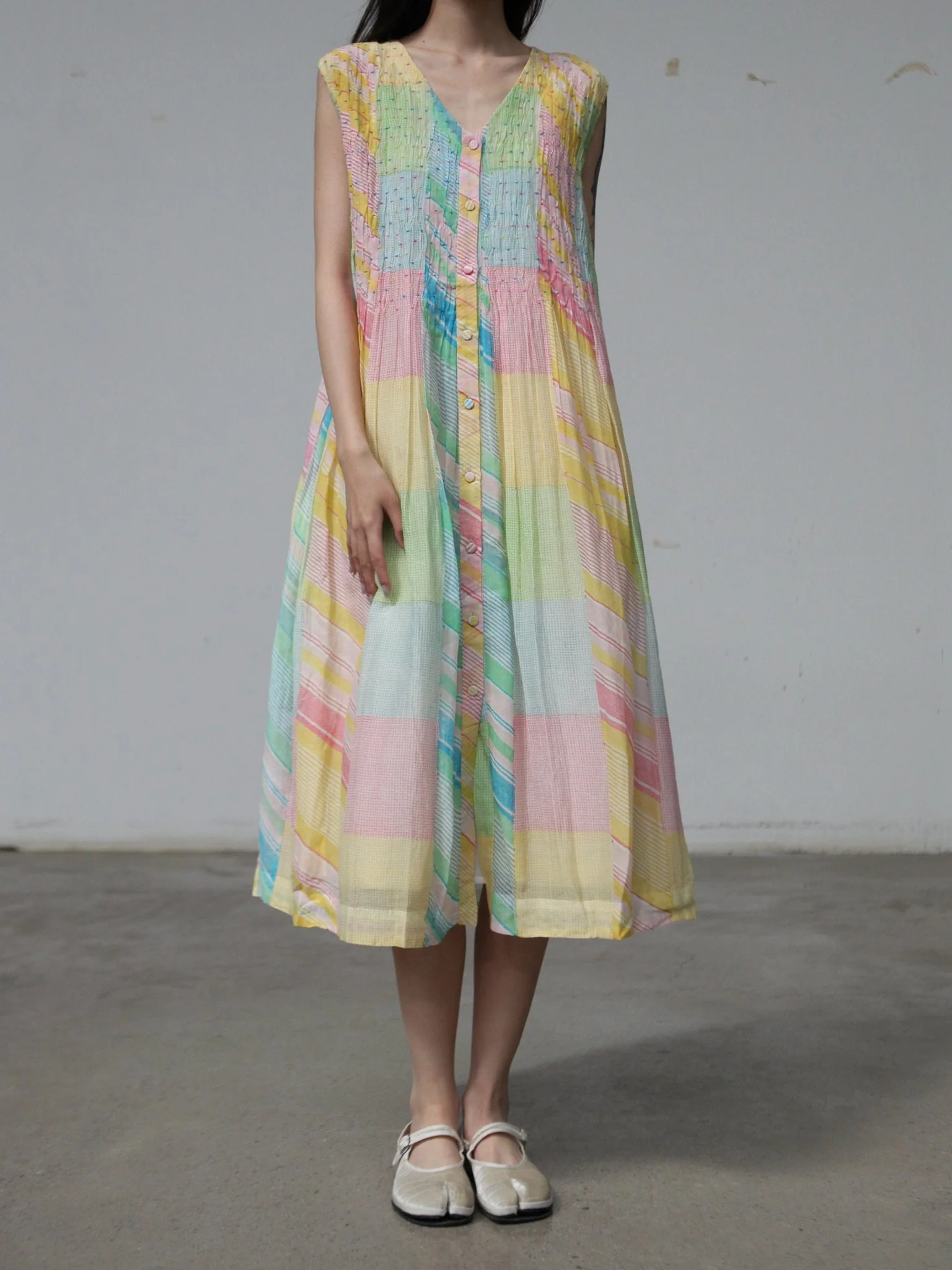 EKA Spring/Summer 2026 Sleeveless Hand-Pleated Dress EKA-SS26248PARLESLEEVELESS-1-MULT - Image 3