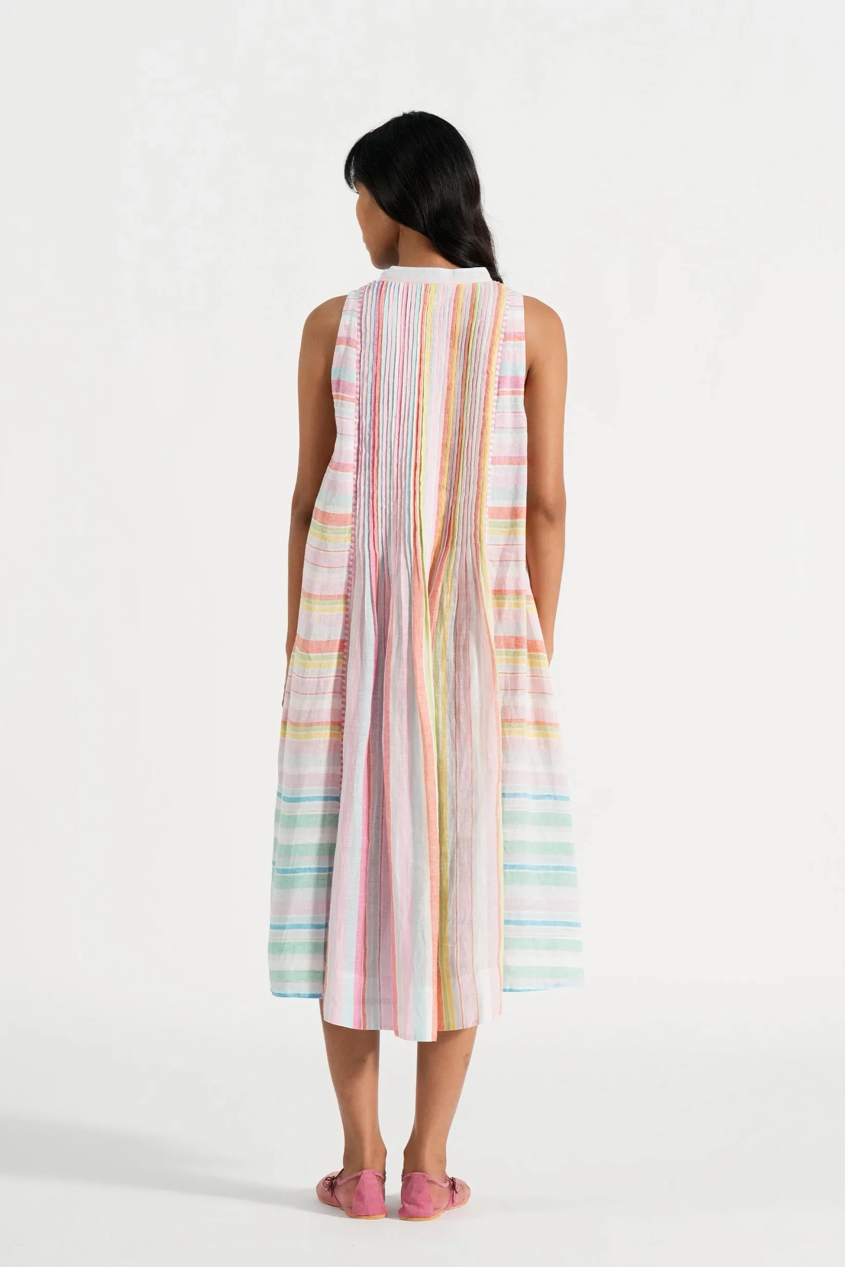 EKA Spring/Summer 2026 Sleeveless Pleated Midi Dress, India EKA-SS26189ORWELL-1-MULTICOLOR - Image 14