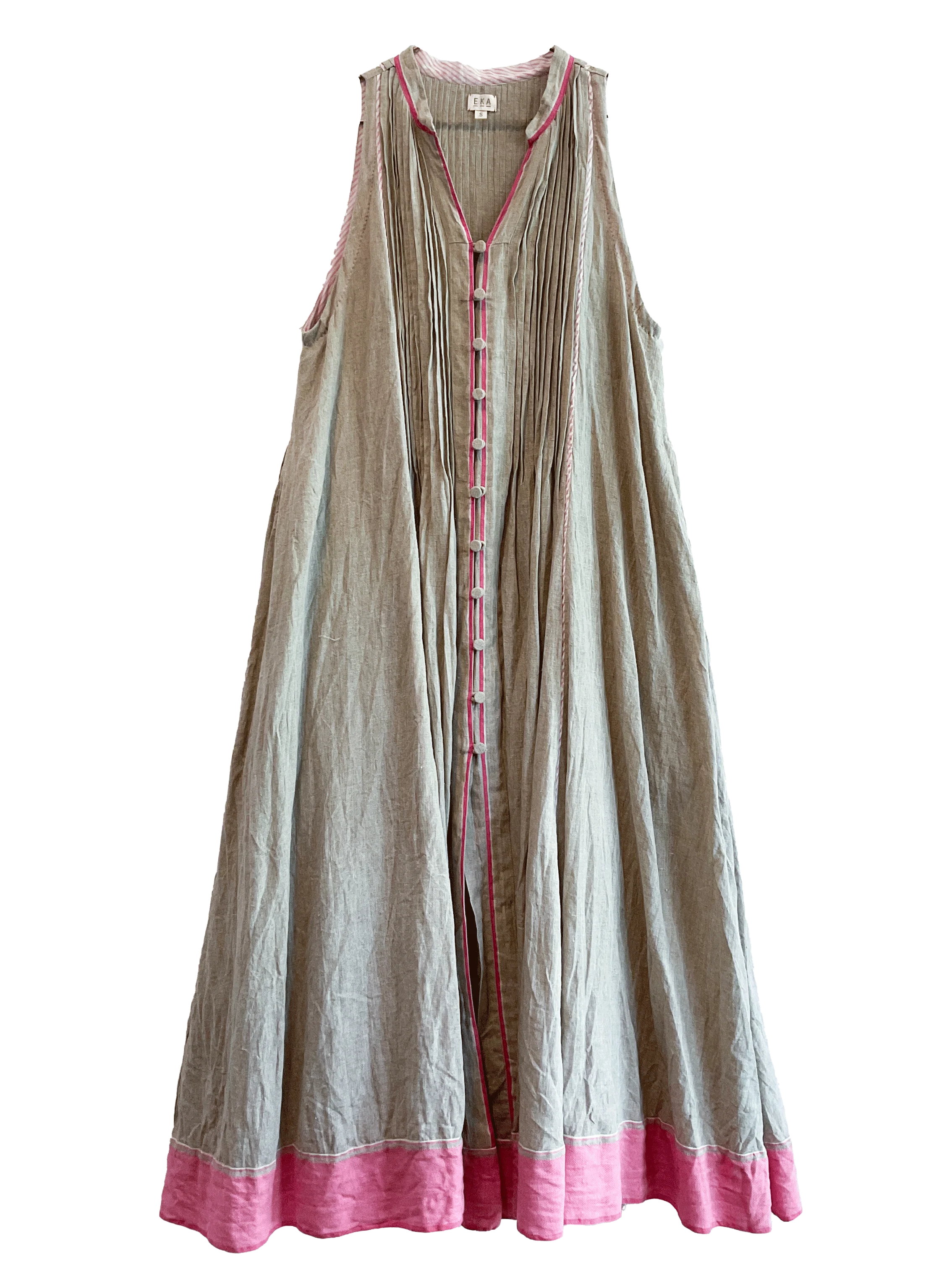 EKA Spring/Summer 2026 Sleeveless Pleated Midi Dress, India EKA-SS26193ORWELL-5-BEIGE - Image 5