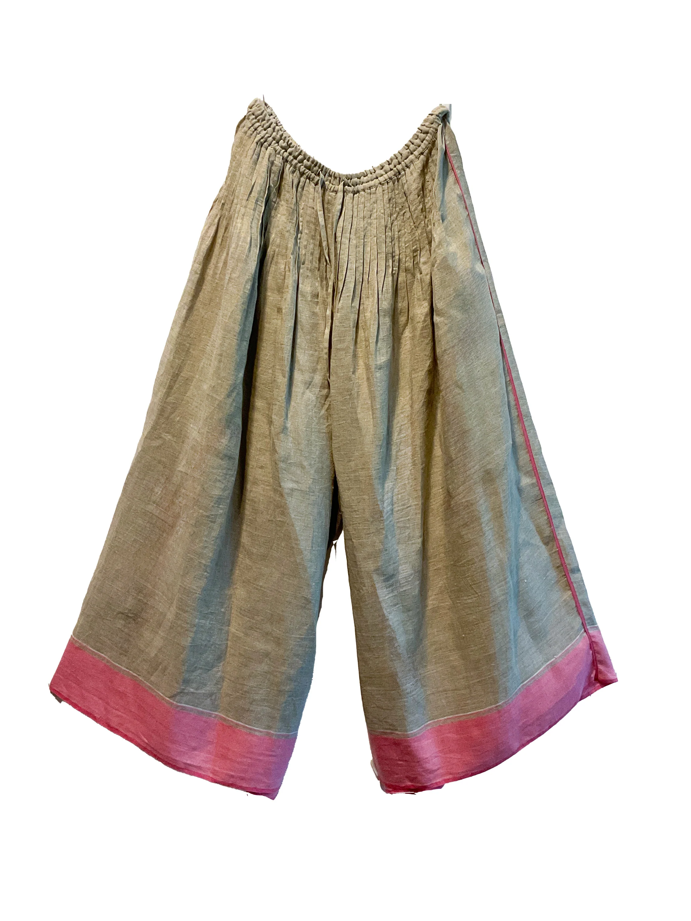 EKA Spring/Summer '26: Hand-Woven Solid-Color Linen Flared Trousers with Ruffles — EKA-SS26215GONG-2-BEIGE - Image 5