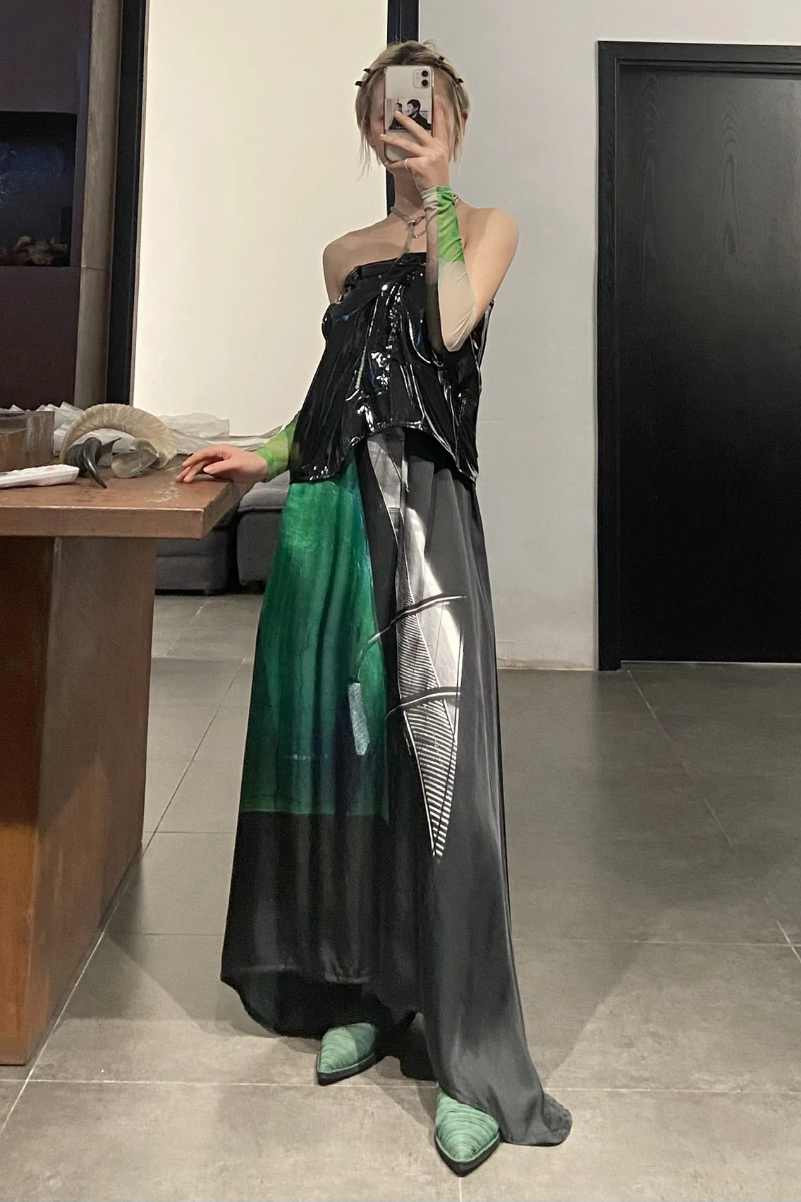 ESTEAST 181001-2 pleated Muller drag azurite green PE24 - Image 25