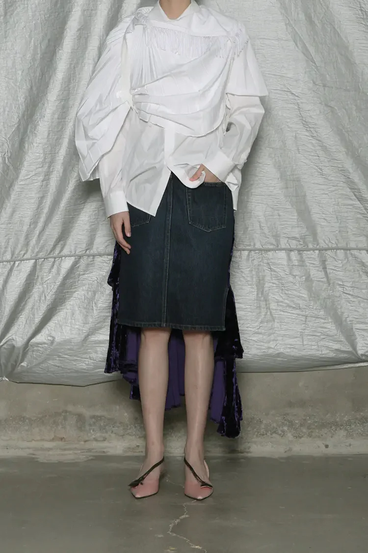 Facetasm skw02 denim velvet skirt - Image 18