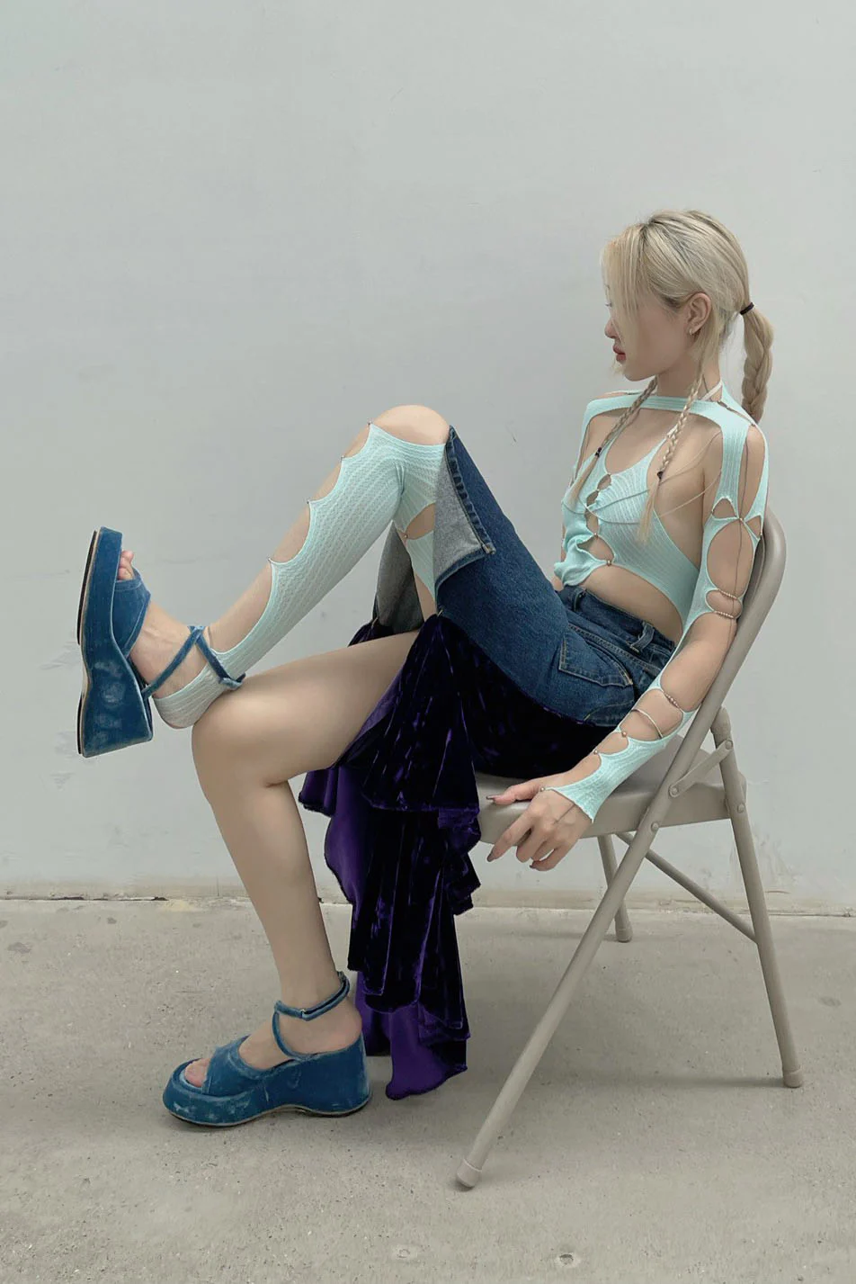 Facetasm skw02 denim velvet skirt - Image 4