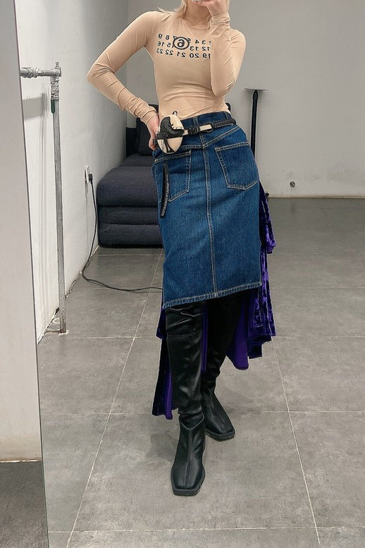 Facetasm skw02 denim velvet skirt - Image 6