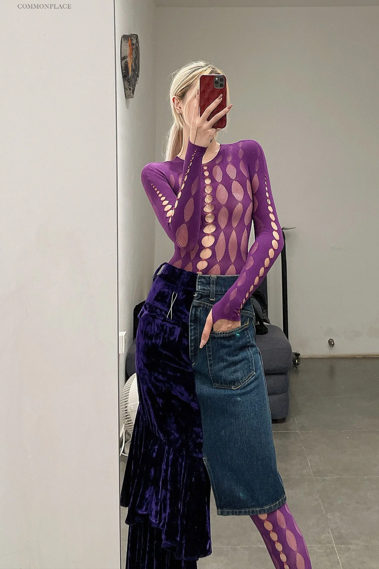 Facetasm skw02 denim velvet skirt - Image 9