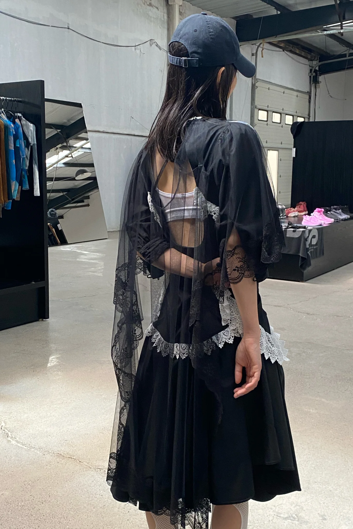 FACETASM black gauze cape lace dress YA-OP-W05 - Image 20