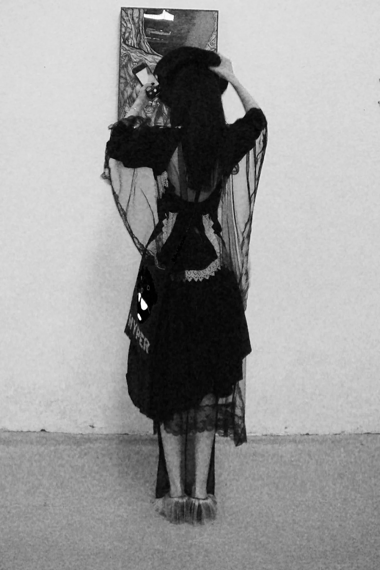 FACETASM black gauze cape lace dress YA-OP-W05 - Image 24