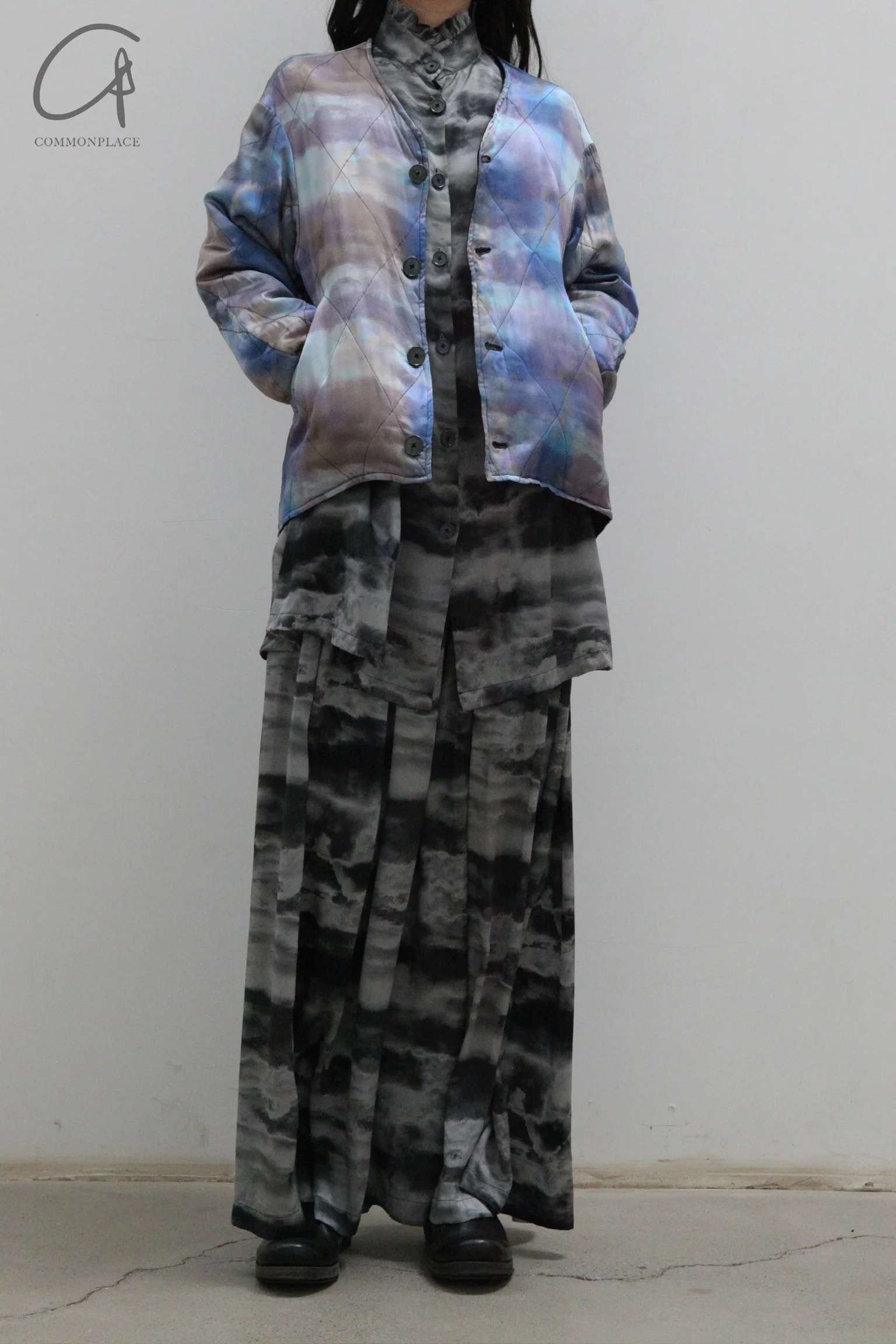 GEOFFREY B. SMALL gray moiré skirt RNWG01 - Image 7