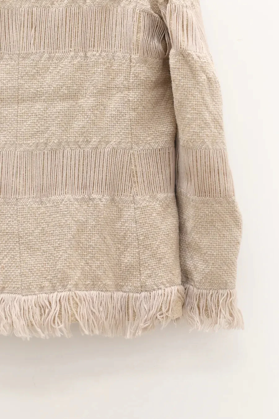 GEOFFREY B. SMALL Hand Made Single Breasted Crewneck Midi Jacket CVWJ04 Beige - Image 15