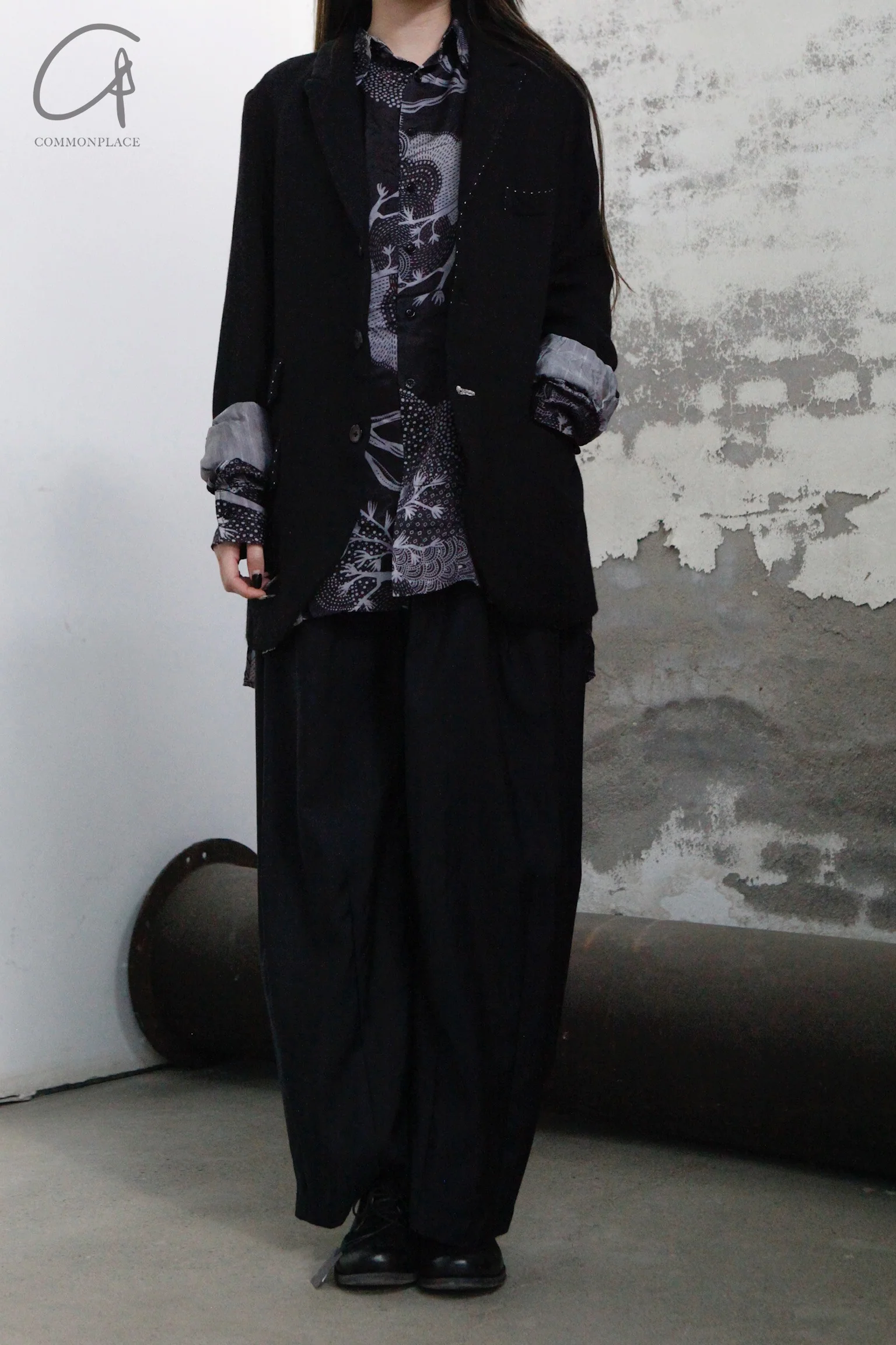 GEOFFREY B. SMALL Handmade Double Pleated Wide Leg Pants CVP14 Navy - Image 27