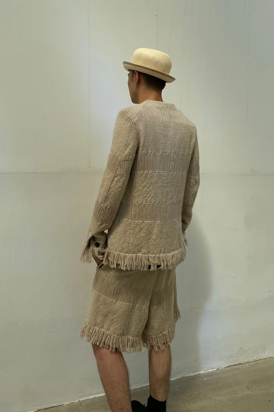 GEOFFREY B. SMALL Handmade Side Button Shorts CVWP02 Beige - Image 8