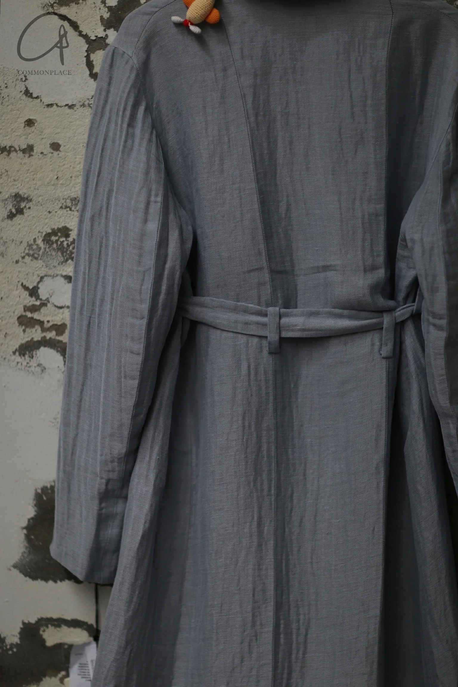 GEOFFREY B SMALL Handmade single-breasted fully lined peak collar coat with belt Italy GBS-EV7C01-SRQL Hand-dyed light blue - Image 4