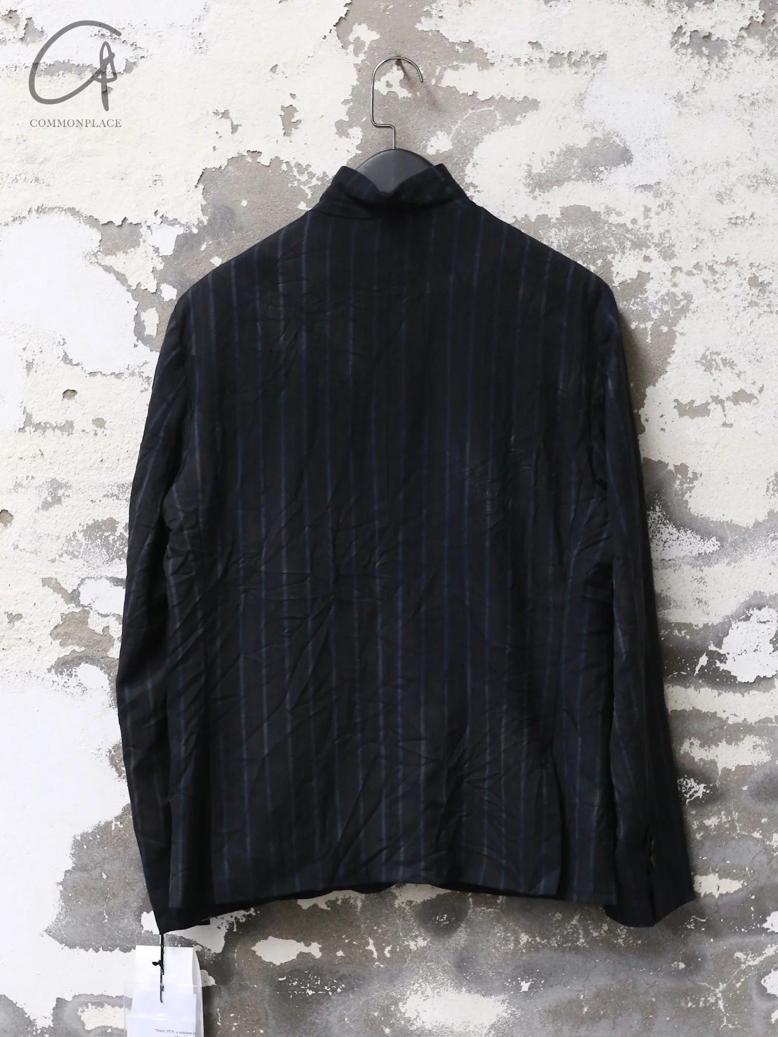 GEOFFREY B. SMALL Handmade Single-breasted Lapel Hand-sewn Jacket GBS-EV8J15-SRHTW Hand-dyed Gray Stripes - Image 4