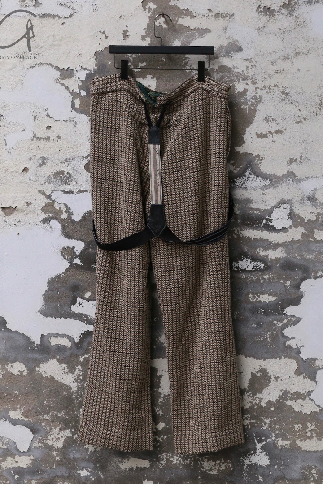 GEOFFREY B. SMALL Handmade Straight Leg Pants with Waist Straight Back Drawstring GBS-EV8P03-SXZMCHN Black Suspenders - Image 2