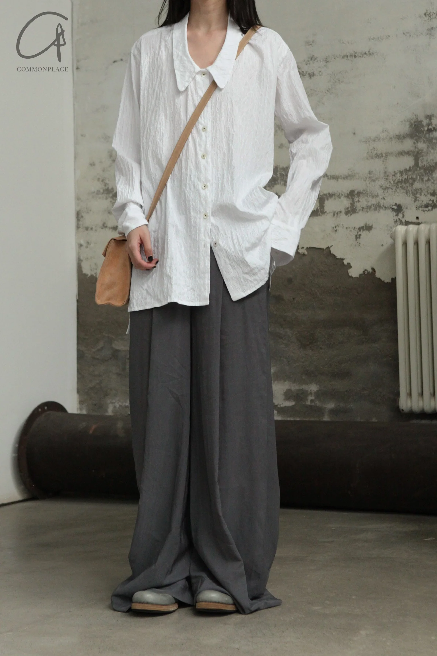 GEOFFREY B. SMALL Handmade Tailored Wide Leg Pants GBS-EV7WP01-HUI Gray - Image 8