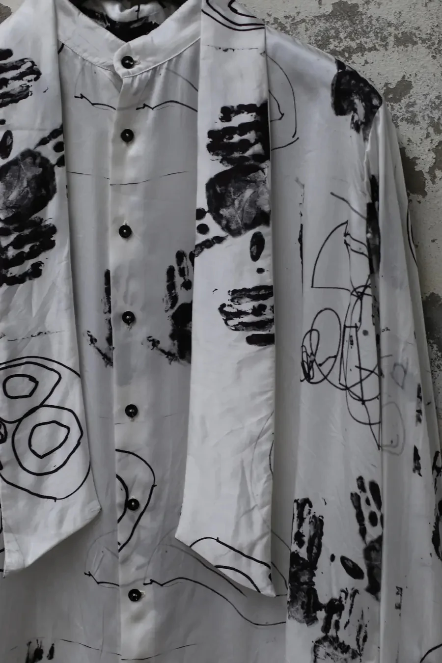 GEOFFREY B. SMALL handmade three-in-one detachable collar lace-up French cuffs shirt SEWS02 abstract hand-painted - Image 2