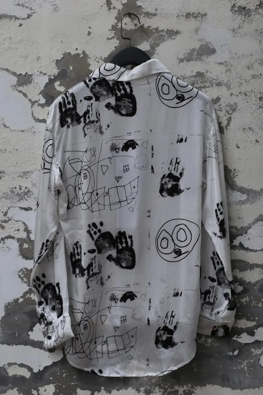 GEOFFREY B. SMALL handmade three-in-one detachable collar lace-up French cuffs shirt SEWS02 abstract hand-painted - Image 4