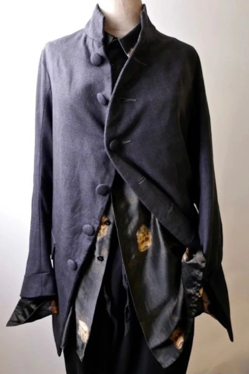 GEOFFREY B. SMALL long cashmere jacket NLJ08 brown heart-shaped pattern black 2 - Image 8