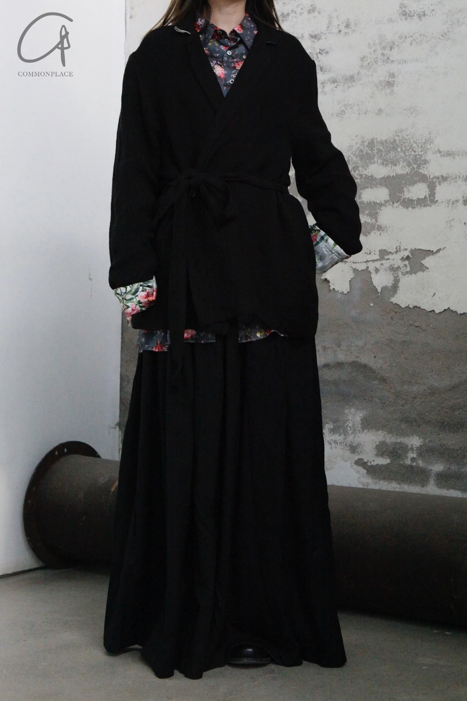 Geoffrey B. Small short belt casual kimono jacket CVJ05 black 1 - Image 11