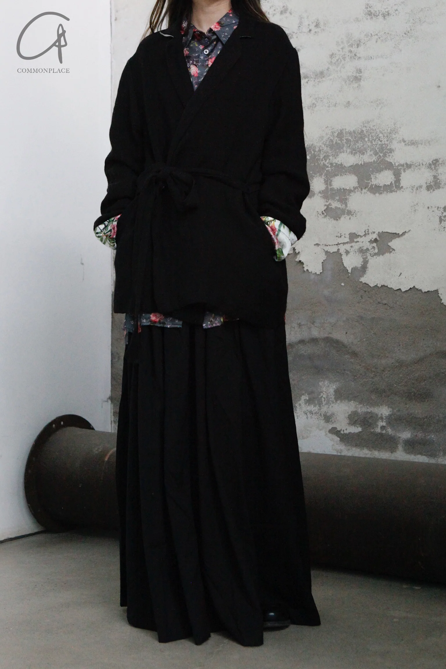 Geoffrey B. Small short belt casual kimono jacket CVJ05 black 1 - Image 12