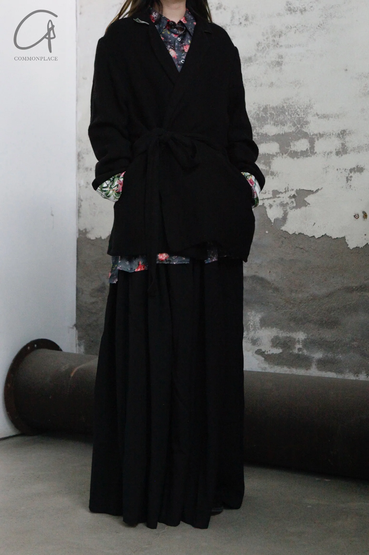 Geoffrey B. Small short belt casual kimono jacket CVJ05 black 1 - Image 13