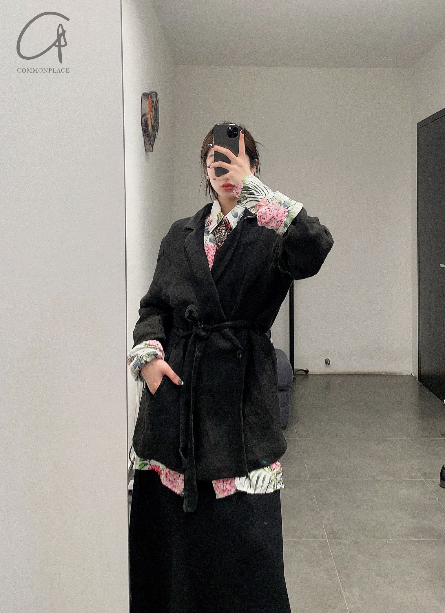 Geoffrey B. Small short belt casual kimono jacket CVJ05 black 1 - Image 19
