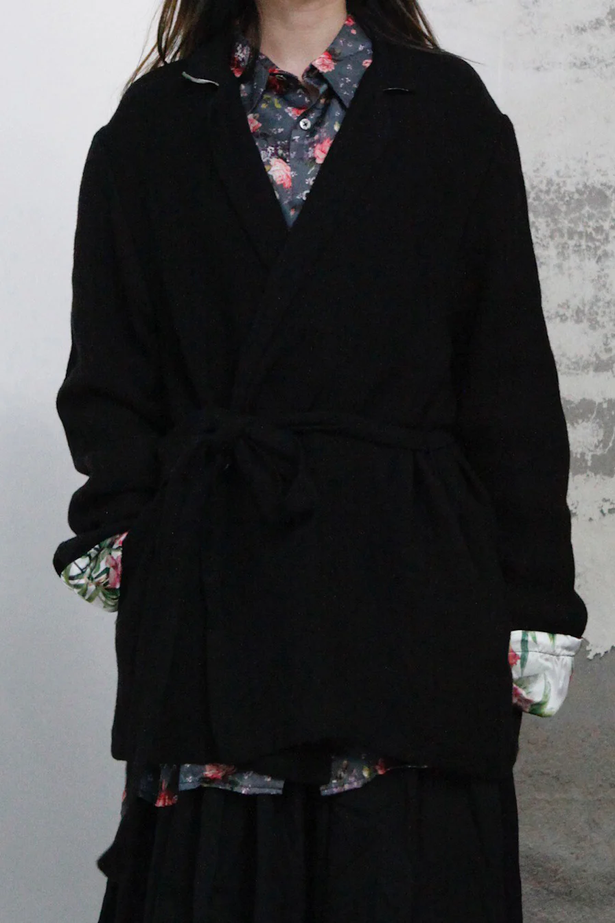 Geoffrey B. Small short belt casual kimono jacket CVJ05 black 1 - Image 6