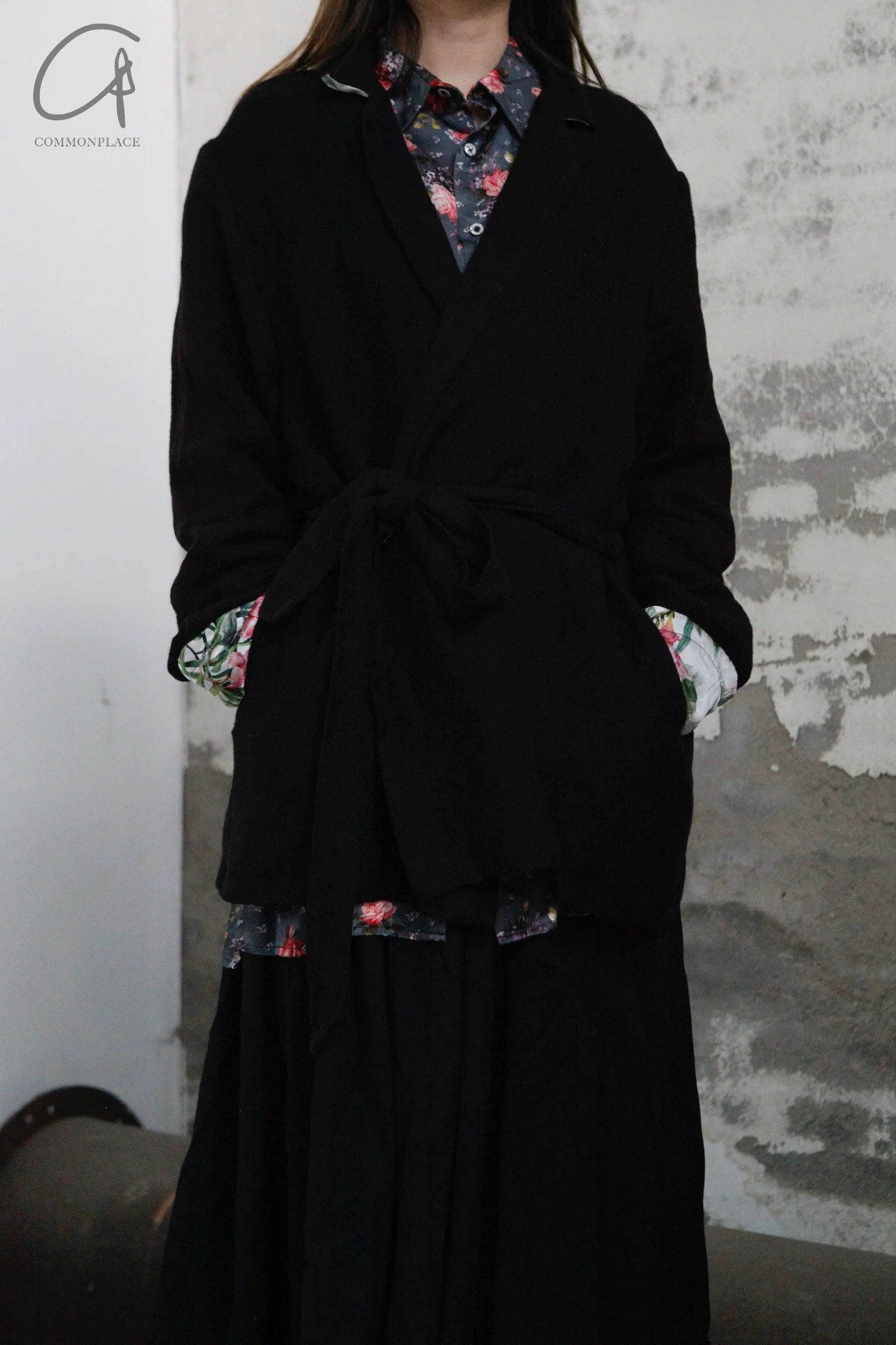Geoffrey B. Small short belt casual kimono jacket CVJ05 black 1 - Image 7