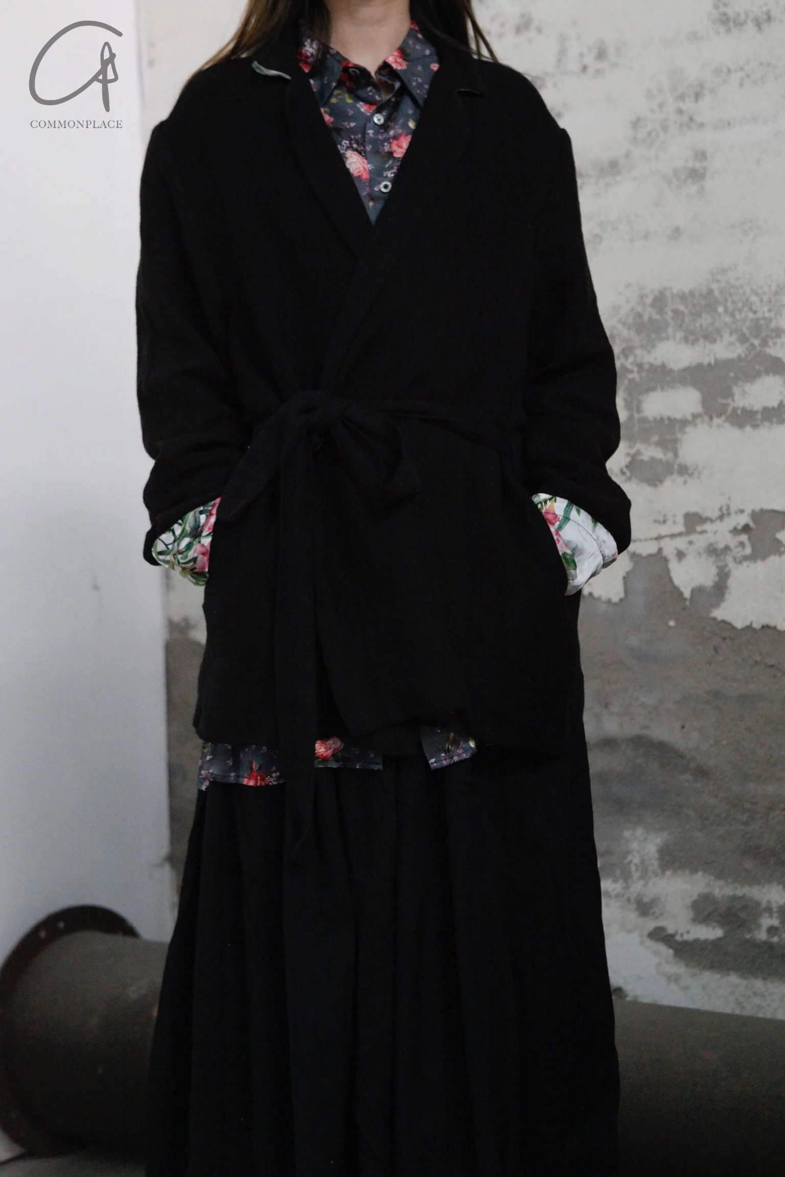 Geoffrey B. Small short belt casual kimono jacket CVJ05 black 1 - Image 8