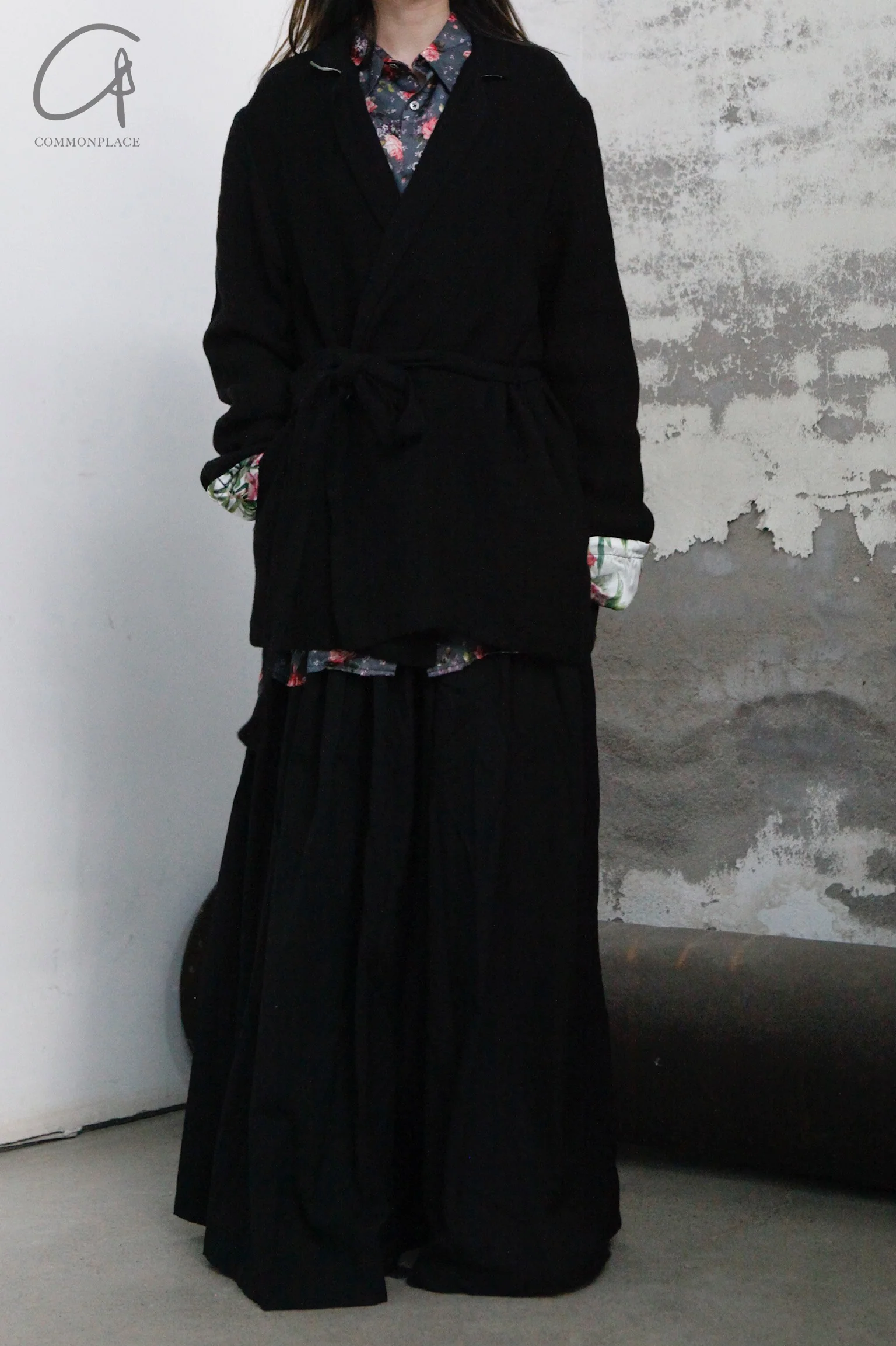 Geoffrey B. Small short belt casual kimono jacket CVJ05 black 1 - Image 9