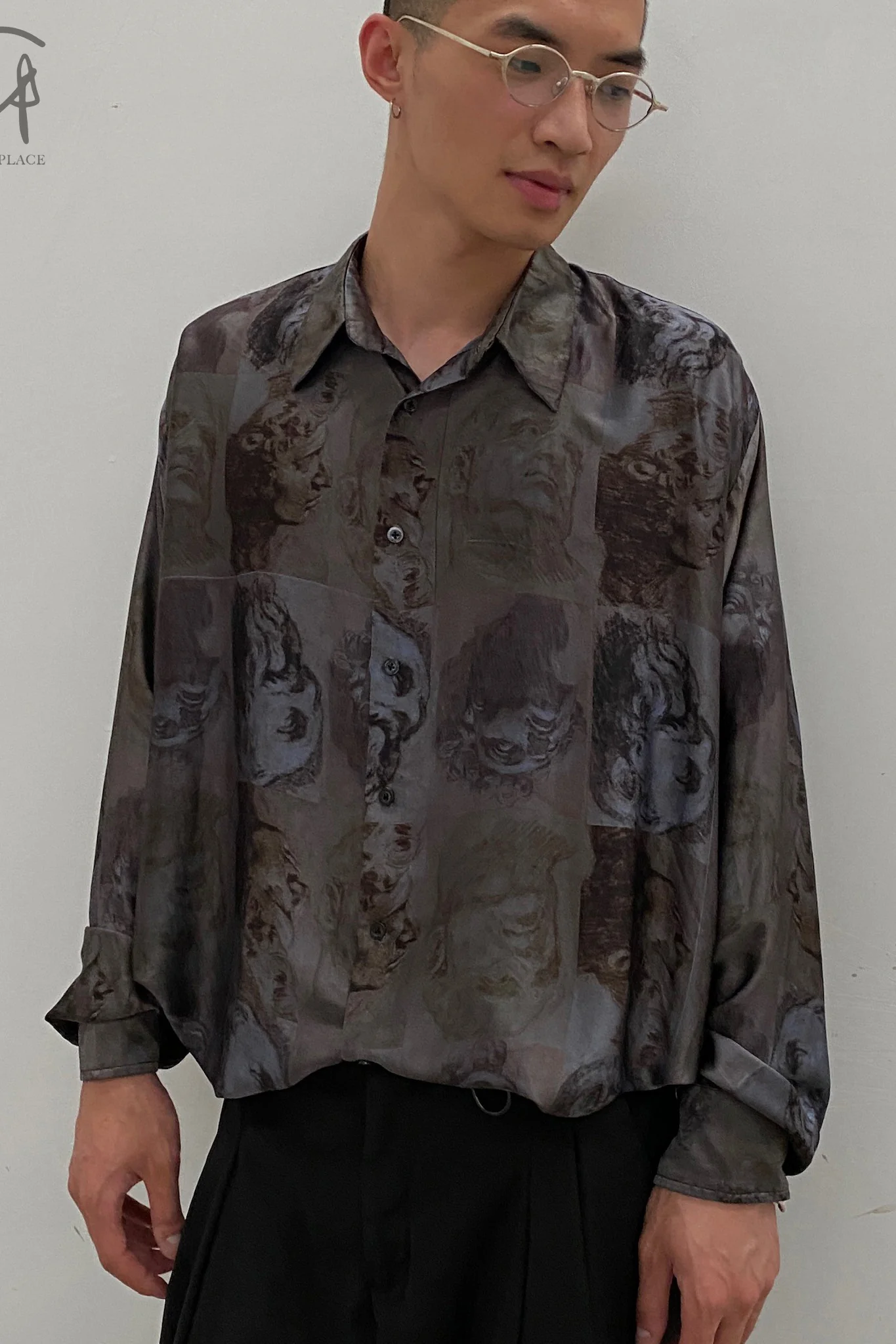 GEOFFREY B. SMALL Silk Shirt GRS08 Blue Grey Color 15 - Image 16