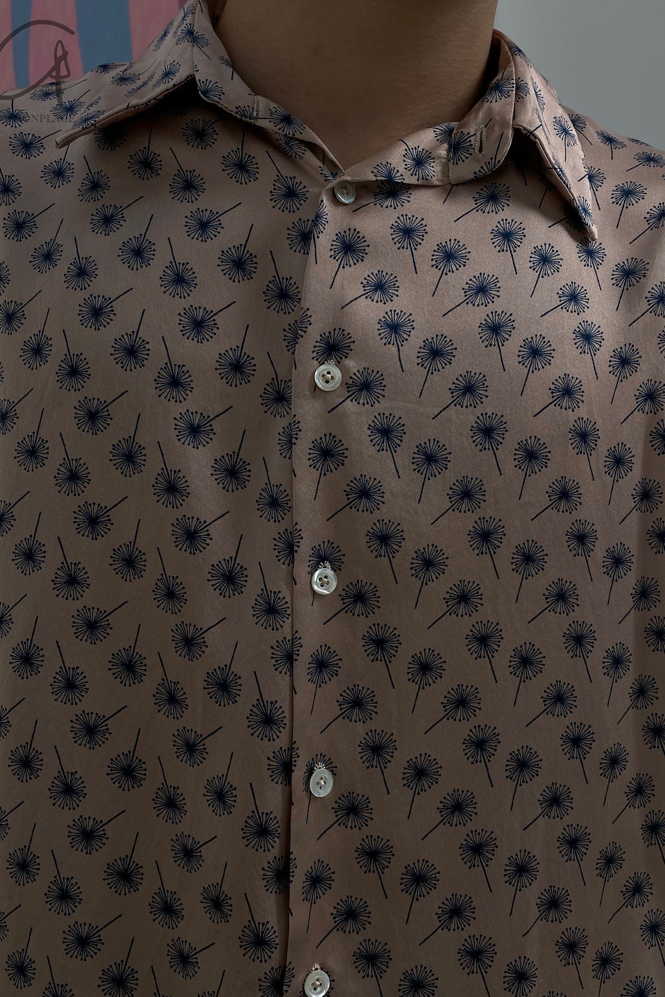 GEOFFREY B. SMALL silk shirt GRS08 pink/blue print pattern 14 - Image 11