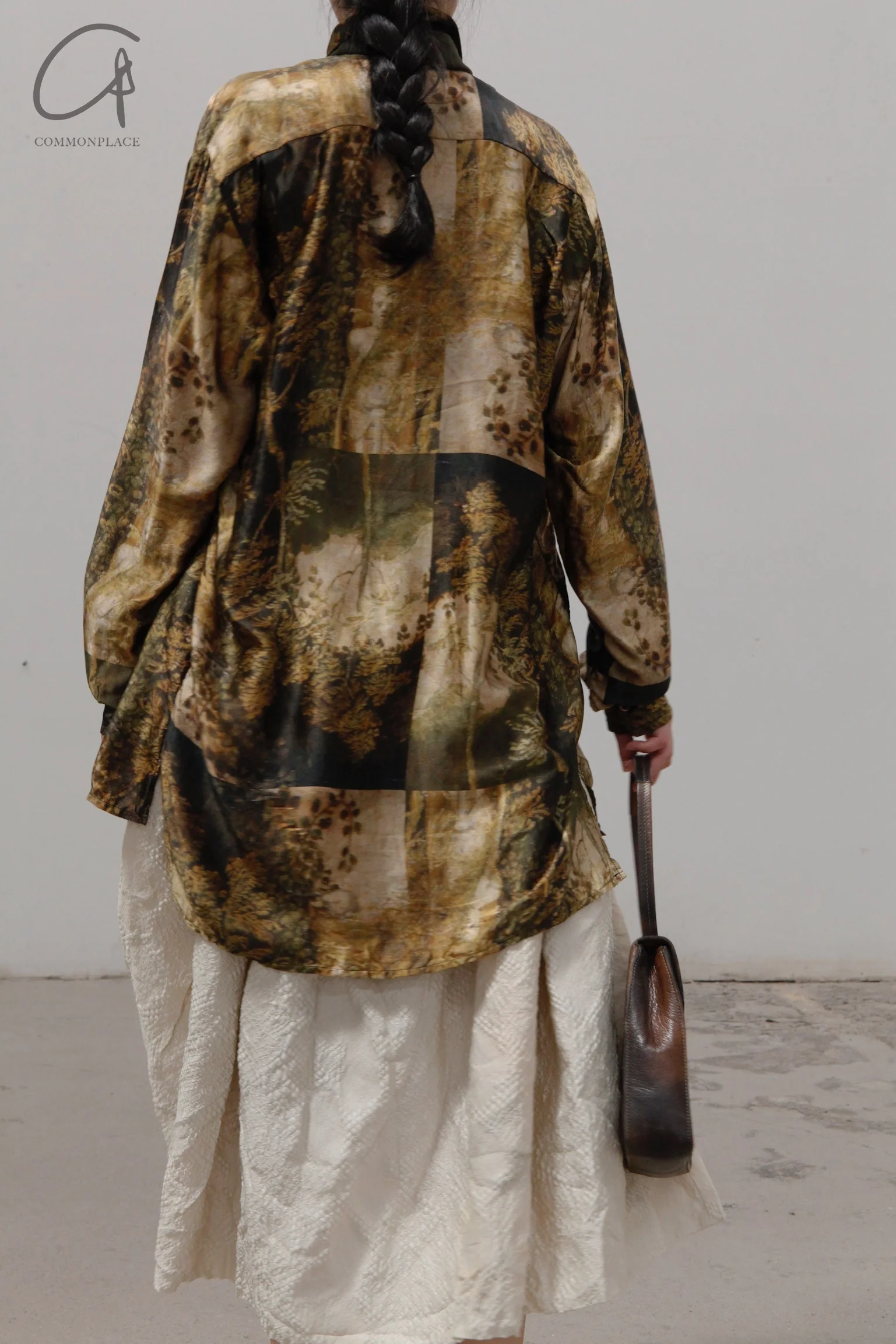 GEOFFREY B. SMALL silk shirt GRS08 wood print pattern 16 - Image 9