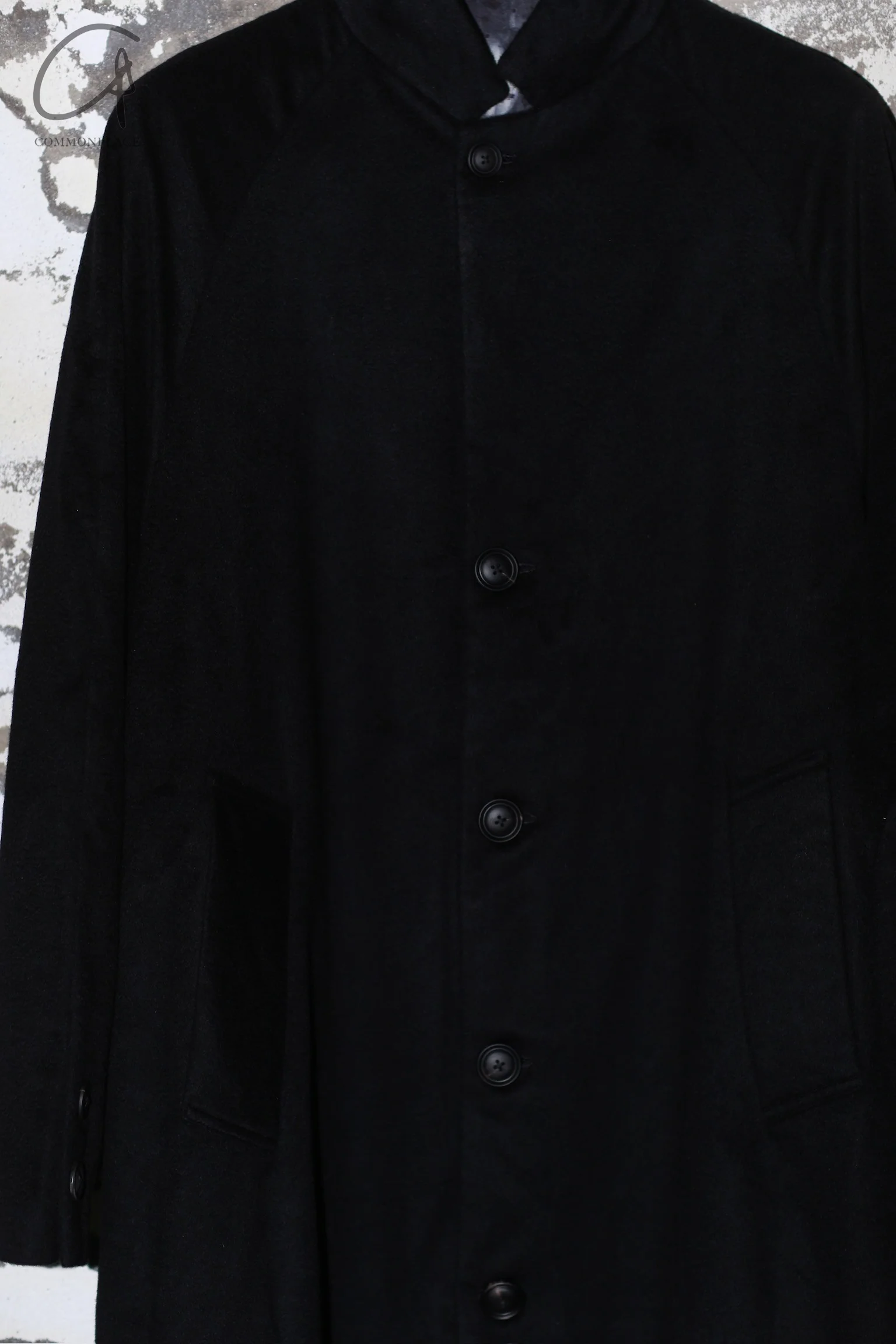 GEOFFREY B. SMALL Single-breasted cashmere lapel coat Silk lining Unisex GBS-CLC02special-SYHHSHH-F Hand-dyed black / black floral print lining CLC02 - Image 2