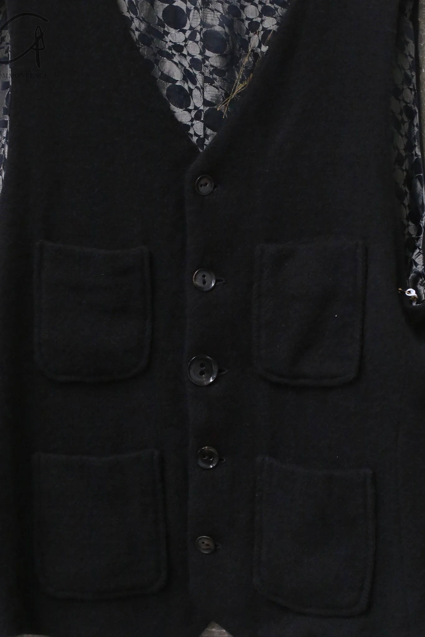GEOFFREY B. SMALL Vest with 4 patch pockets and hand-sewn silk buttons Italy GBS-EV8J02-SRH Hand-dyed black - Image 2