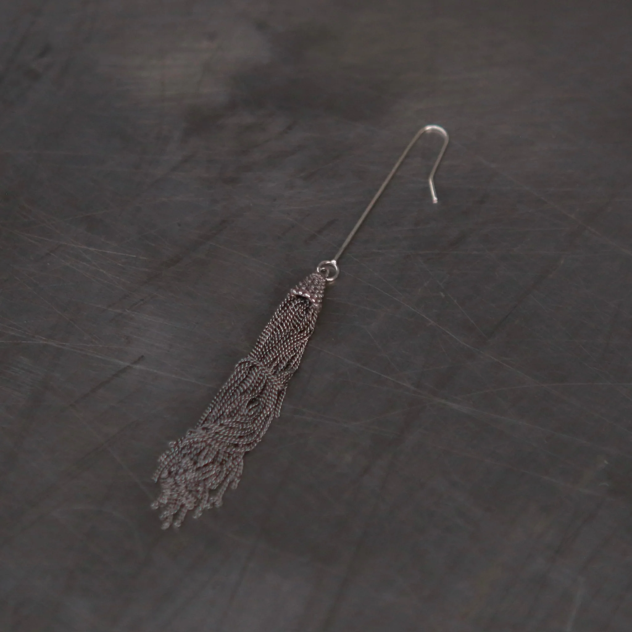 GOTI 925 silver single tassel earring Italy handmade polished and distressed GT-OR931-0 silver - Image 3