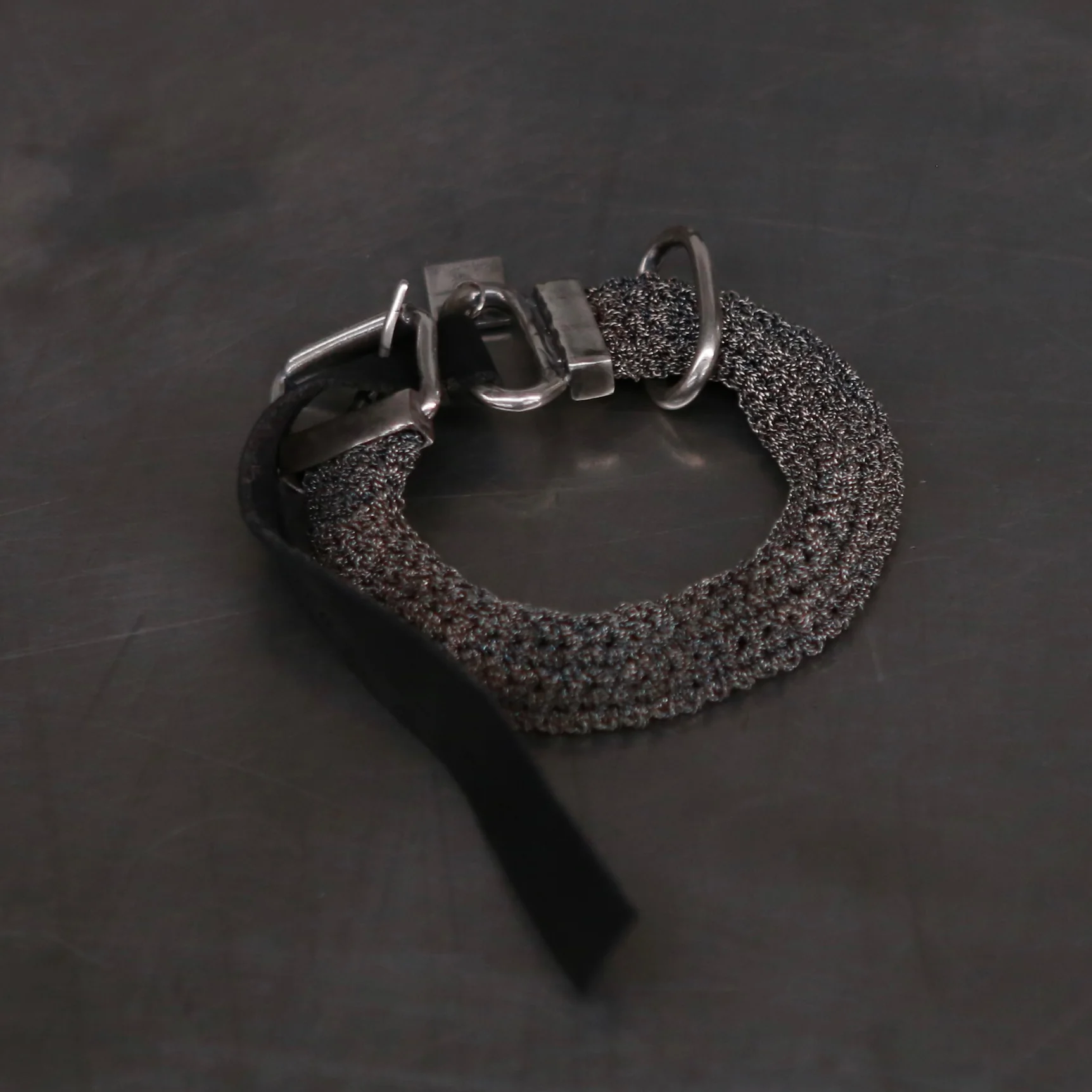 GOTI Horse Leather Crochet Chain Bracelet 925 Silver Italy GT-BR520-0