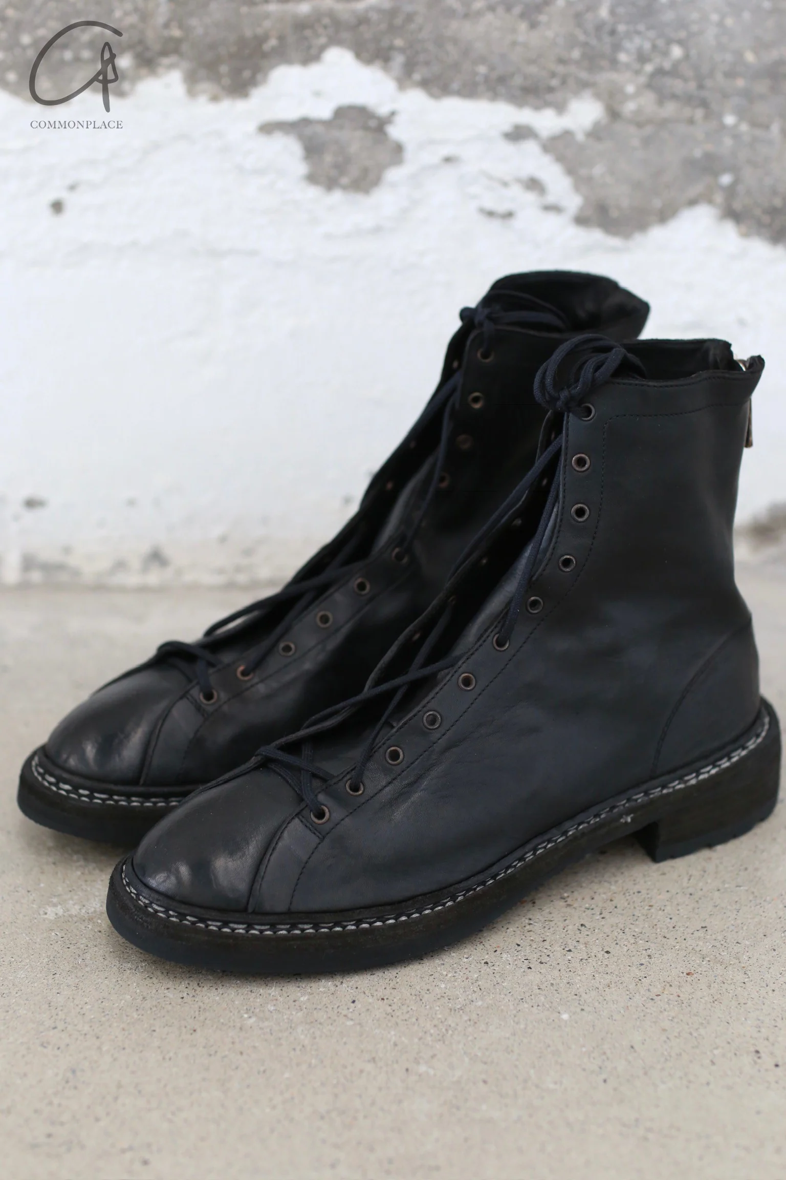 GUIDI 5212BZV Soft Horse Full Grain Lace-up Zipper Back Boots Italy GD-5212BZV-BLK