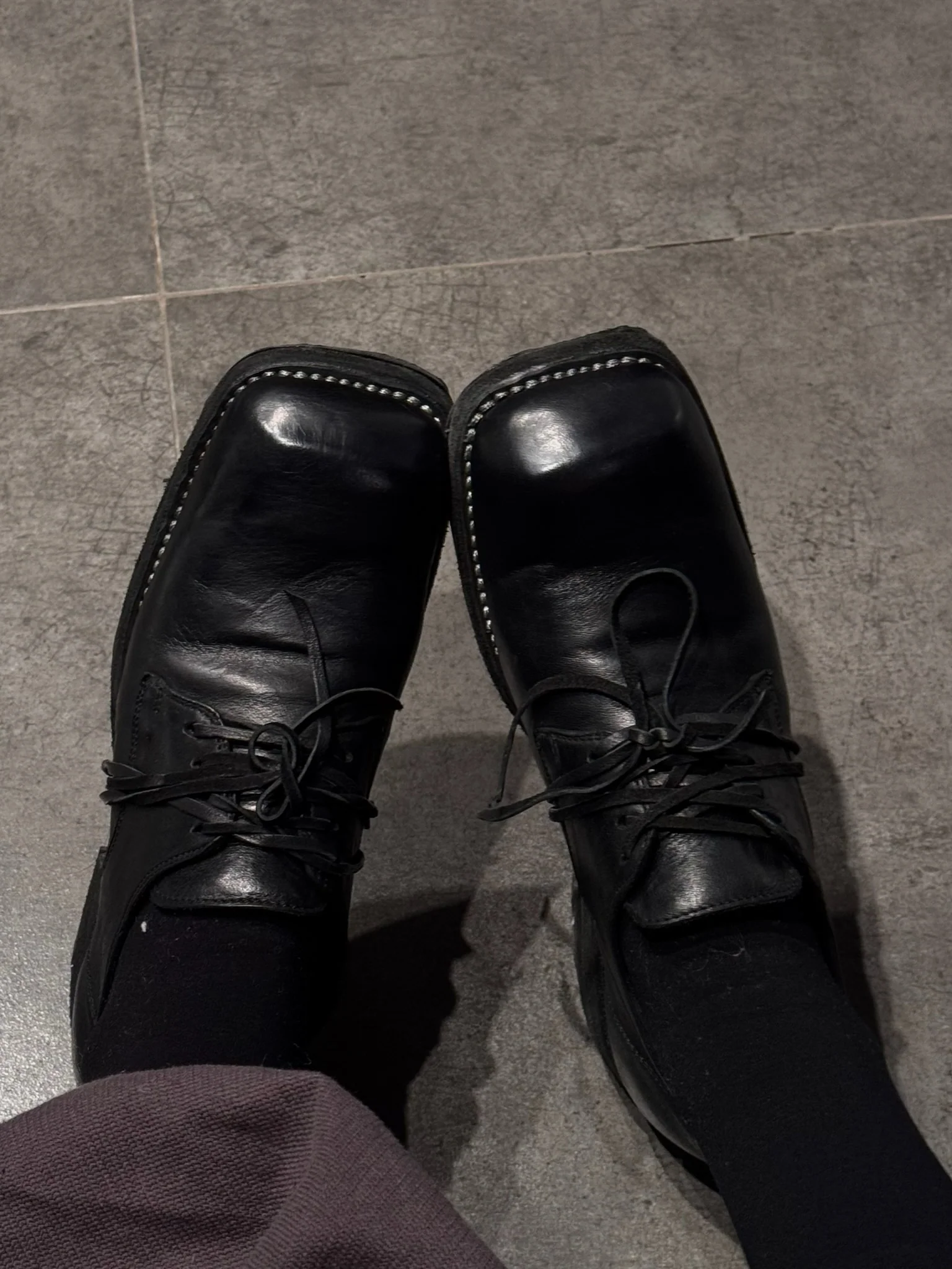 Guidi 79082 79082V soft horse leather derby lace-up square toe shoes Italy pure handmade GD-79082V-BLKT - Image 5