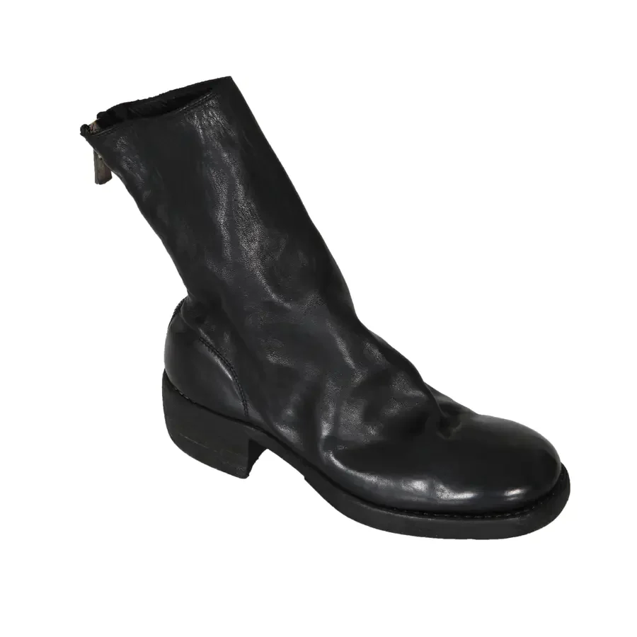 Guidi 788Z series rear zipper round toe mid-calf boots Italy GD-788Z-HEI black - Image 3