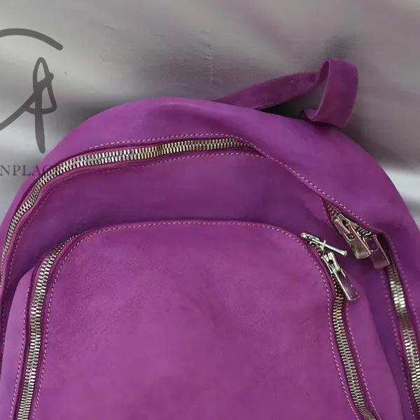 Guidi soft horse leather double zipper backpack DBP05 Italy GD-DBP05-ZI purple - Image 6