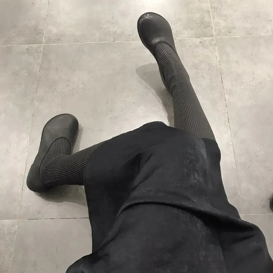 Guidi Kangaroo Leather Panel High-Top Round Toe Socks Boots ZO99S Black - Image 9