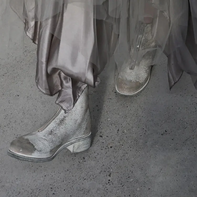 Guidi PL1_NTR Round Toe Front Zipper Boots, Italian Handmade, GD-PL1_RUI-00_NTR Peel-Off Coating Style - Image 12