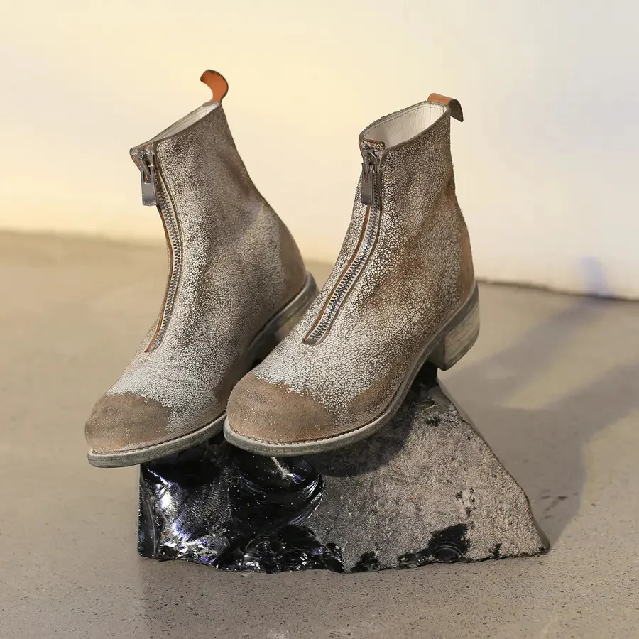 Guidi PL1_NTR Round Toe Front Zipper Boots, Italian Handmade, GD-PL1_RUI-00_NTR Peel-Off Coating Style - Image 9