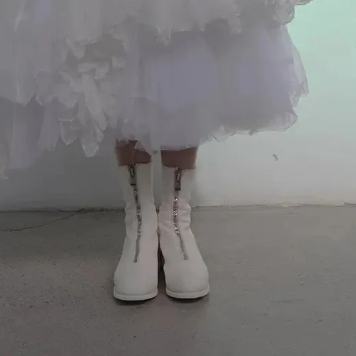 Guidi PL2 soft Horse Leather Front Zip boots white - Image 6