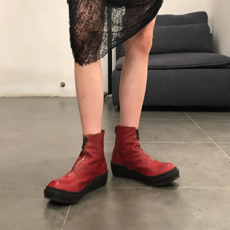 Guidi Red Soft Horseskin Zip Front Sneakers PLS - Image 9